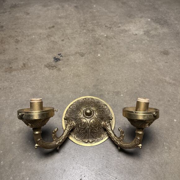 Candelabra Solid Brass Ornate Wall Sconce Underwriters Lab Inc. Electric Candles - Picture 1 of 12
